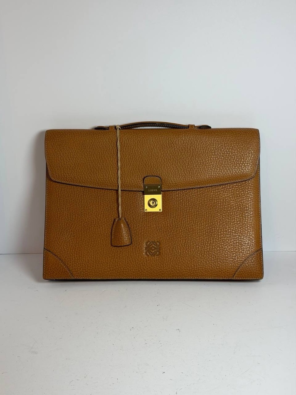 Vintage Loewe Textured Brown Leather Briefcase